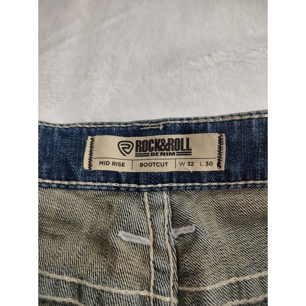 Rock & Roll Denim Women's Bootcut Jeans Distressed Embellished Pockets W32 L30 - Picture 4 of 8